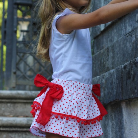 Jupe pois rouge