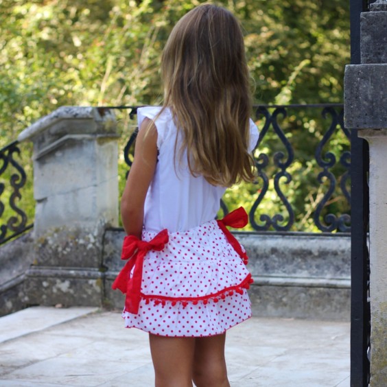 Jupe pois rouge