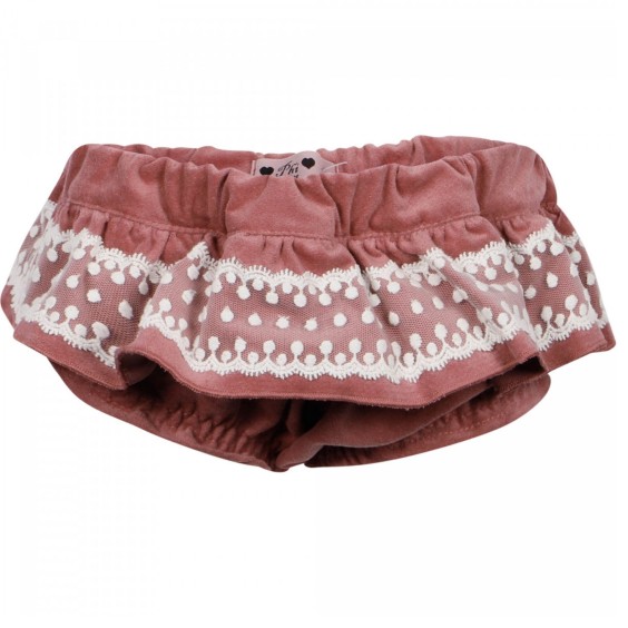 Old pink velvet bloomer with lace