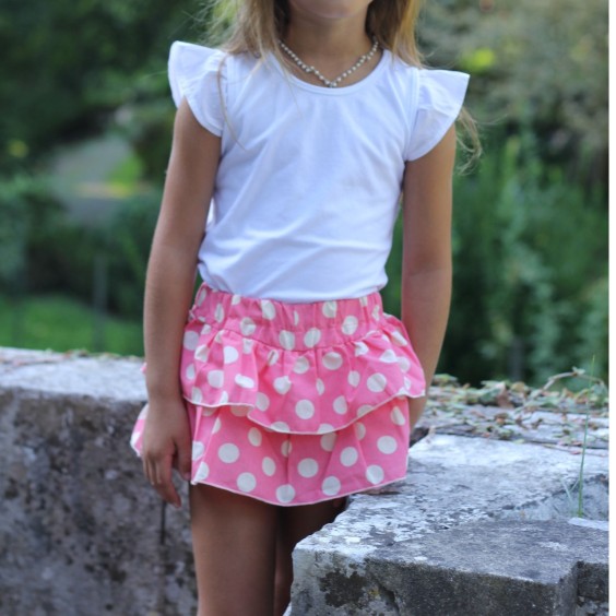 Jupe pois coral
