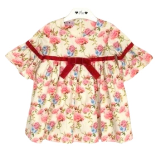 Flowers Bordeaux Velvet Dress