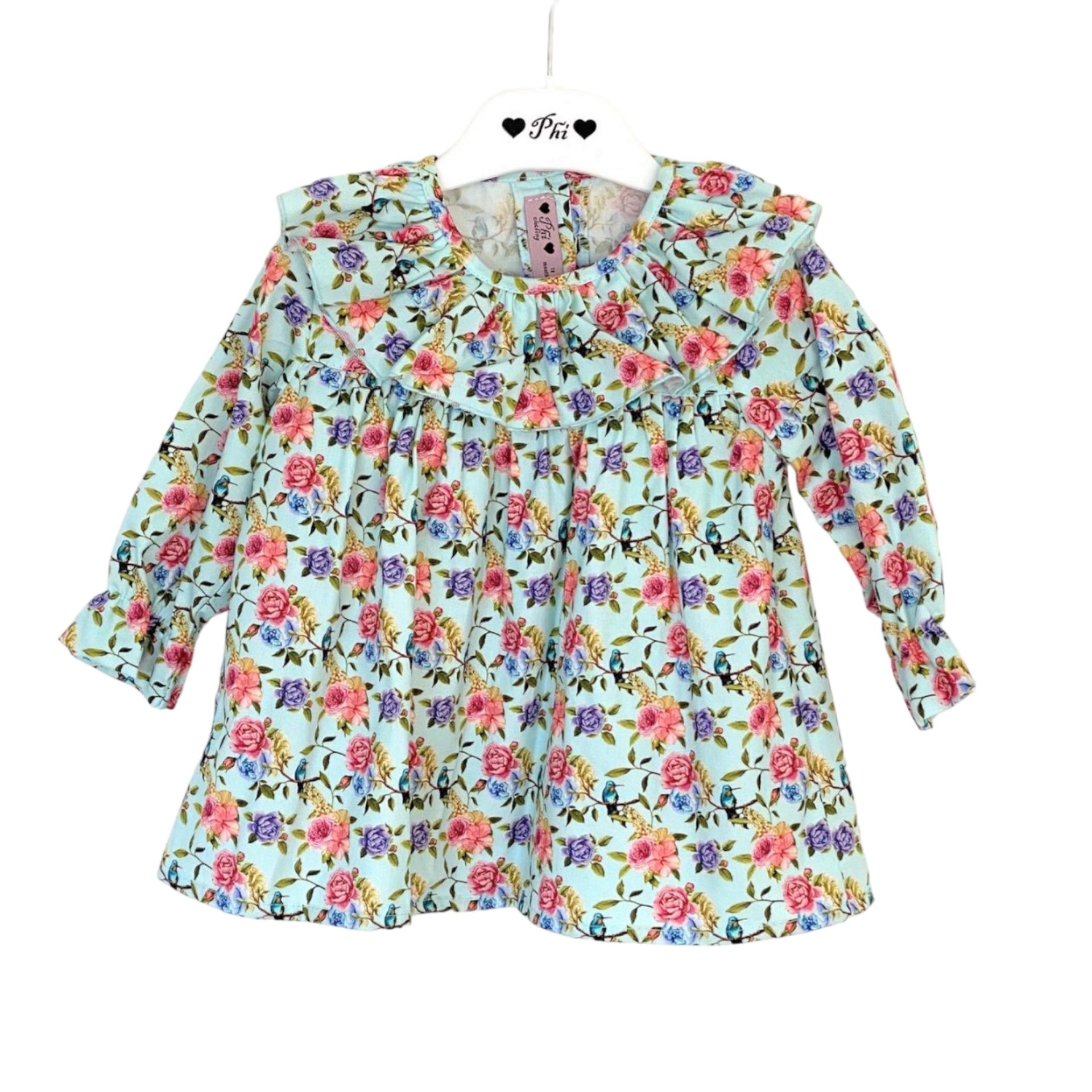 Blue Flowers Frill Blouse