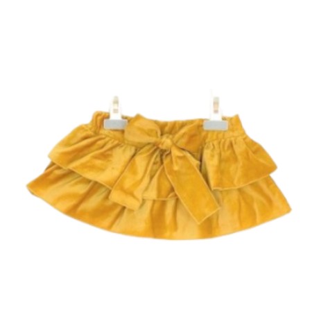 Yellow Velvet Frill Skirt