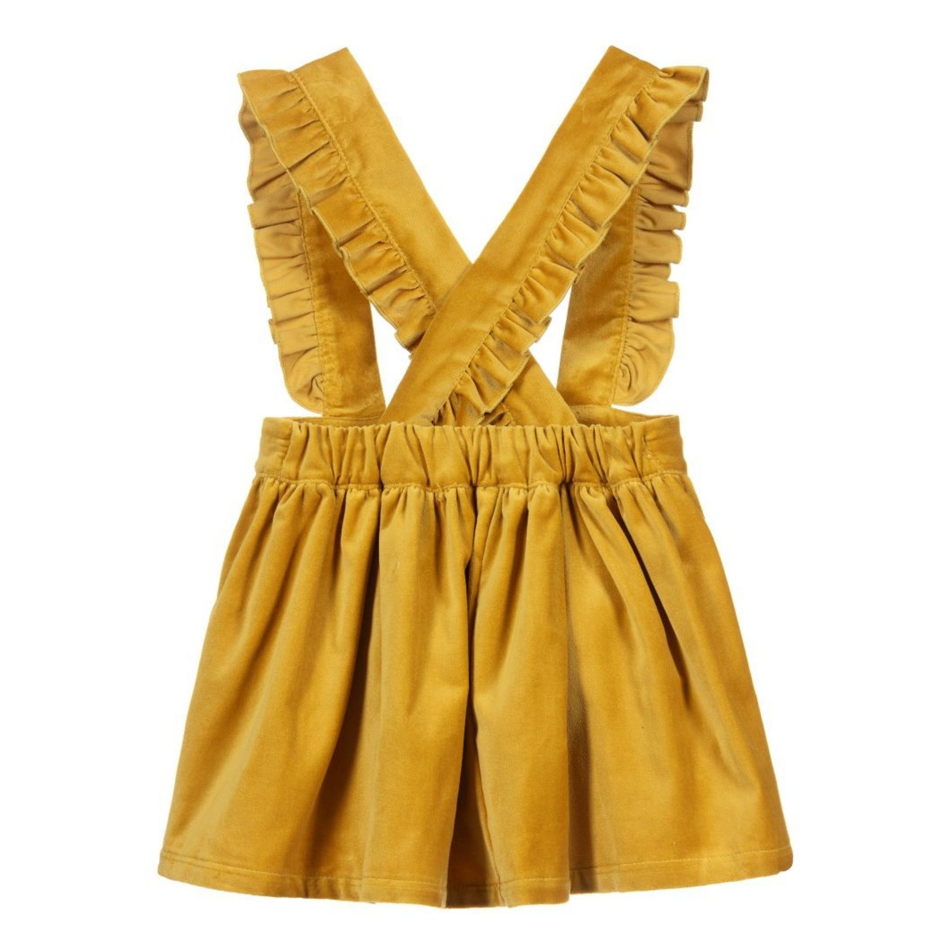 Yellow velvet skirt with straps