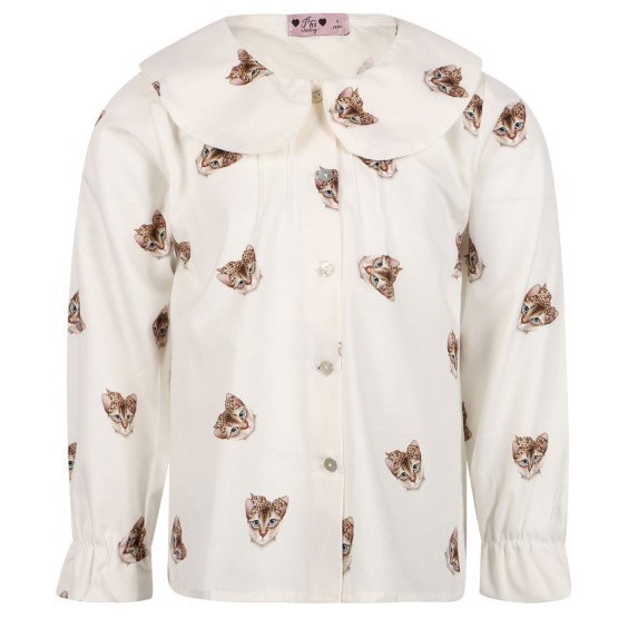Ivory Cats Frill Blouse