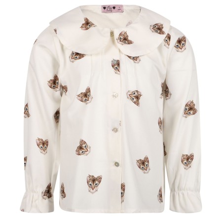 Ivory Cats Frill Blouse