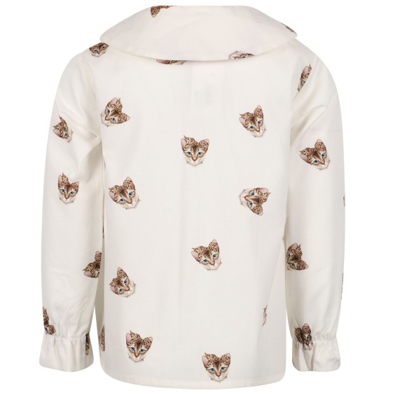 Ivory Cats Frill Blouse