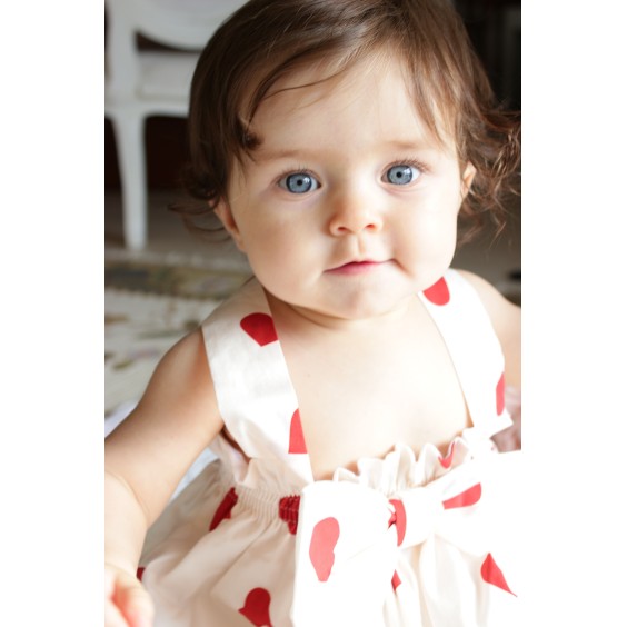 Ivory with red hearts romper