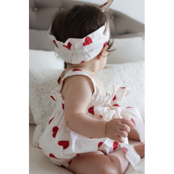 Ivory with red hearts romper