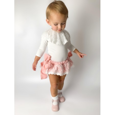 Pink velvet bloomer with tule Pink velvet bloomer with tule