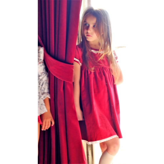 Vestido veludo Bordeaux