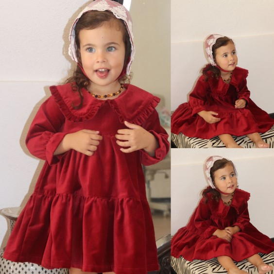 Bordeaux velvet 2 collar dress