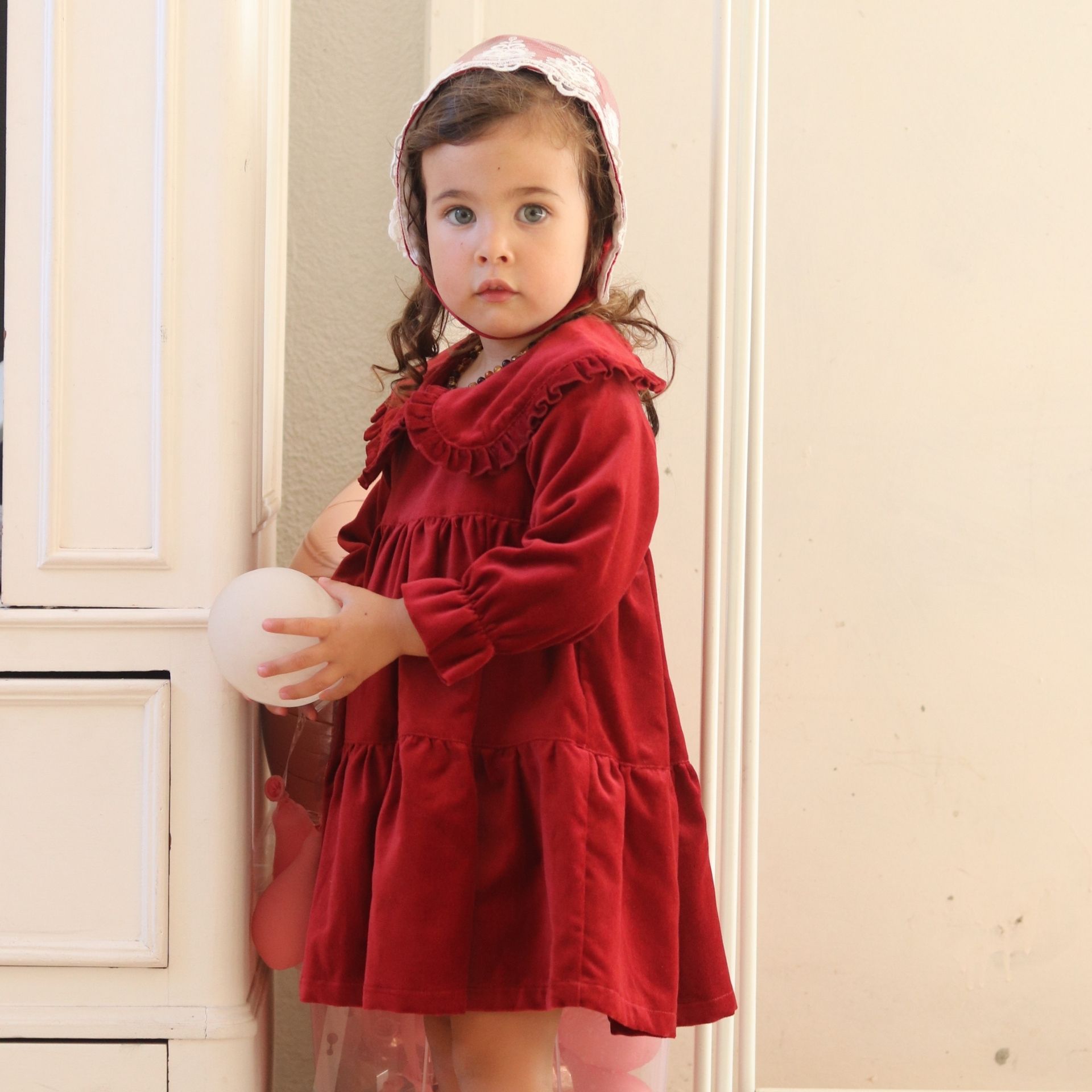 Bordeaux velvet 2 collar dress