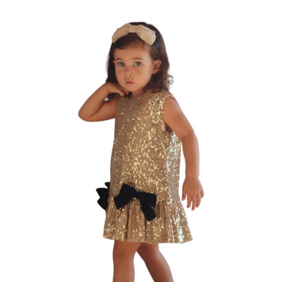 Robe en paillettes avec noeuds devant