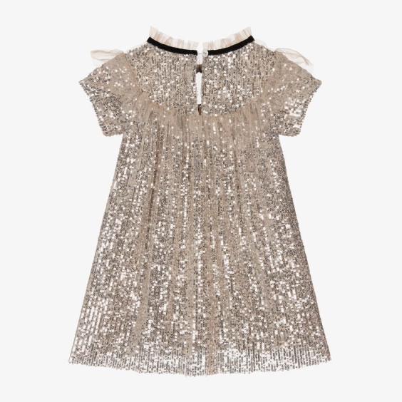 Vestido Lantejoulas Prateadas com tule
