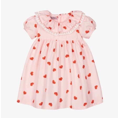 Red hearts Pink Collar Dress