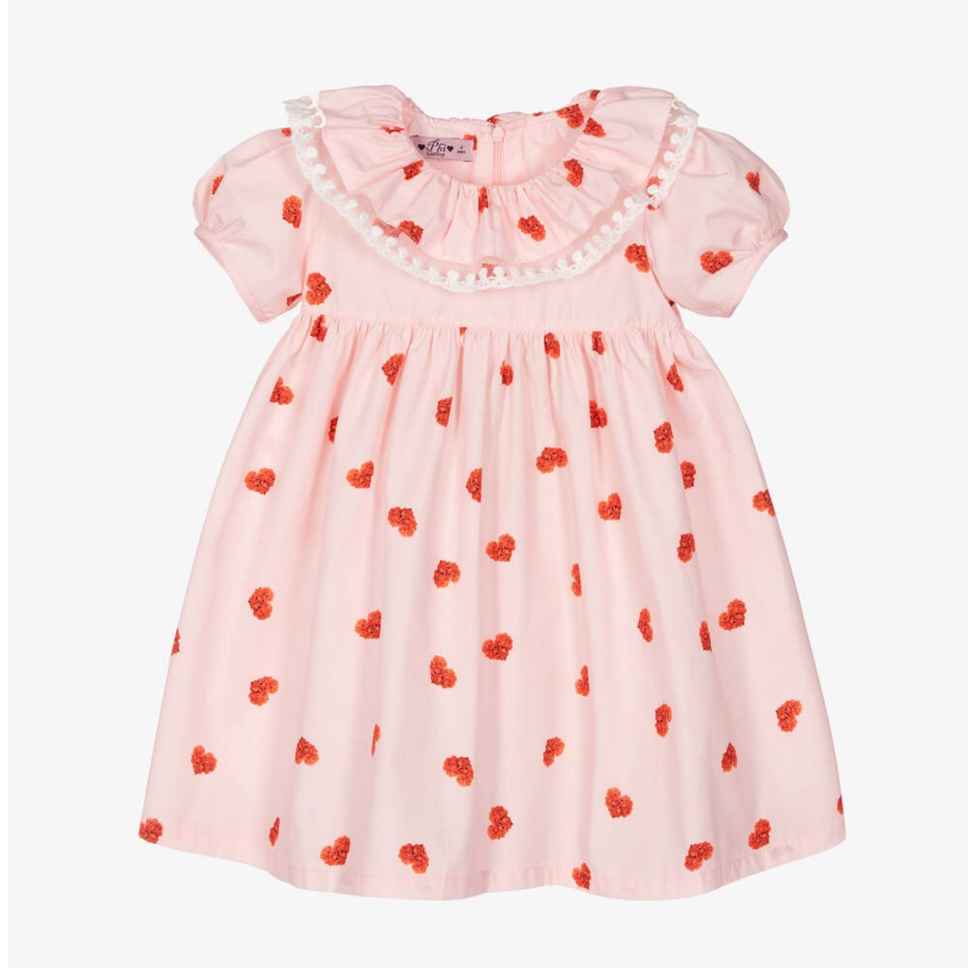 Robe coeurs rouges col rose