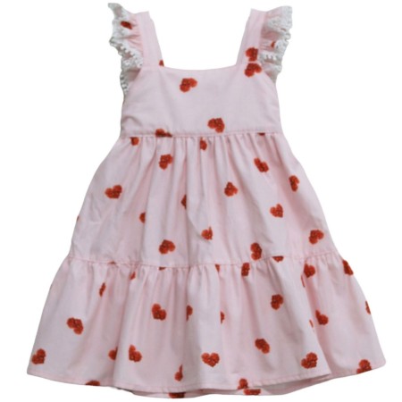 Robe rose  coeurs rouges