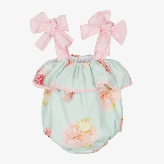 Peony Romper with pink pompom