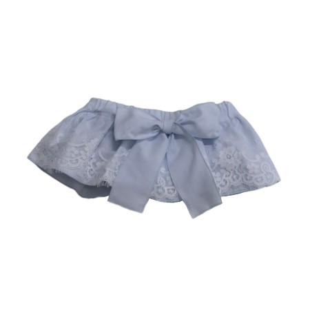 Blue Oxford Bloomer with lace