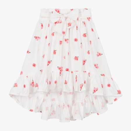 Pink Roses Asymmetric Skirt