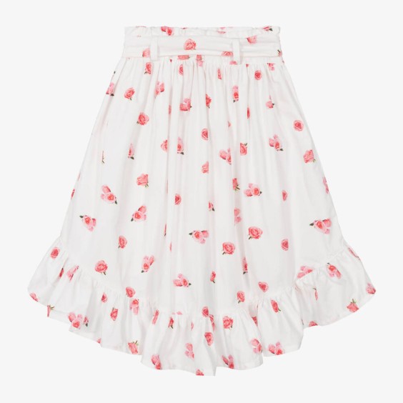 Pink Roses Asymmetric Skirt