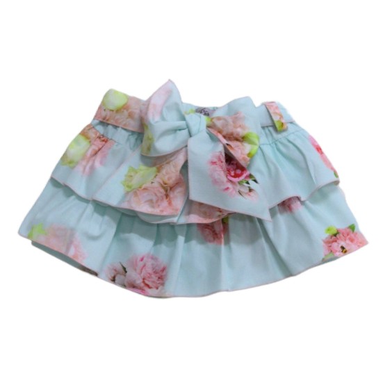 Mint Peony Frill Skirt