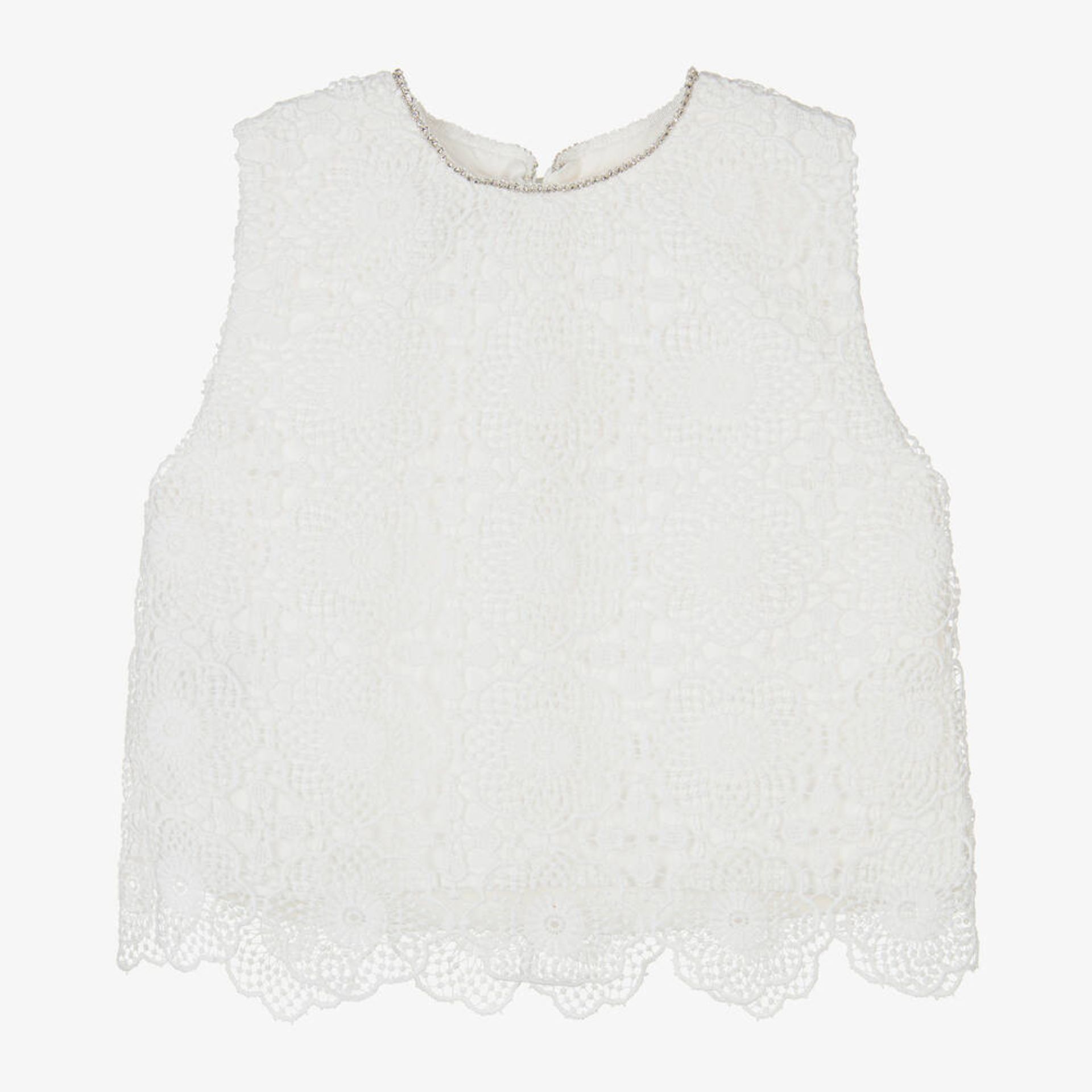 Blusa de renda com laços e strass