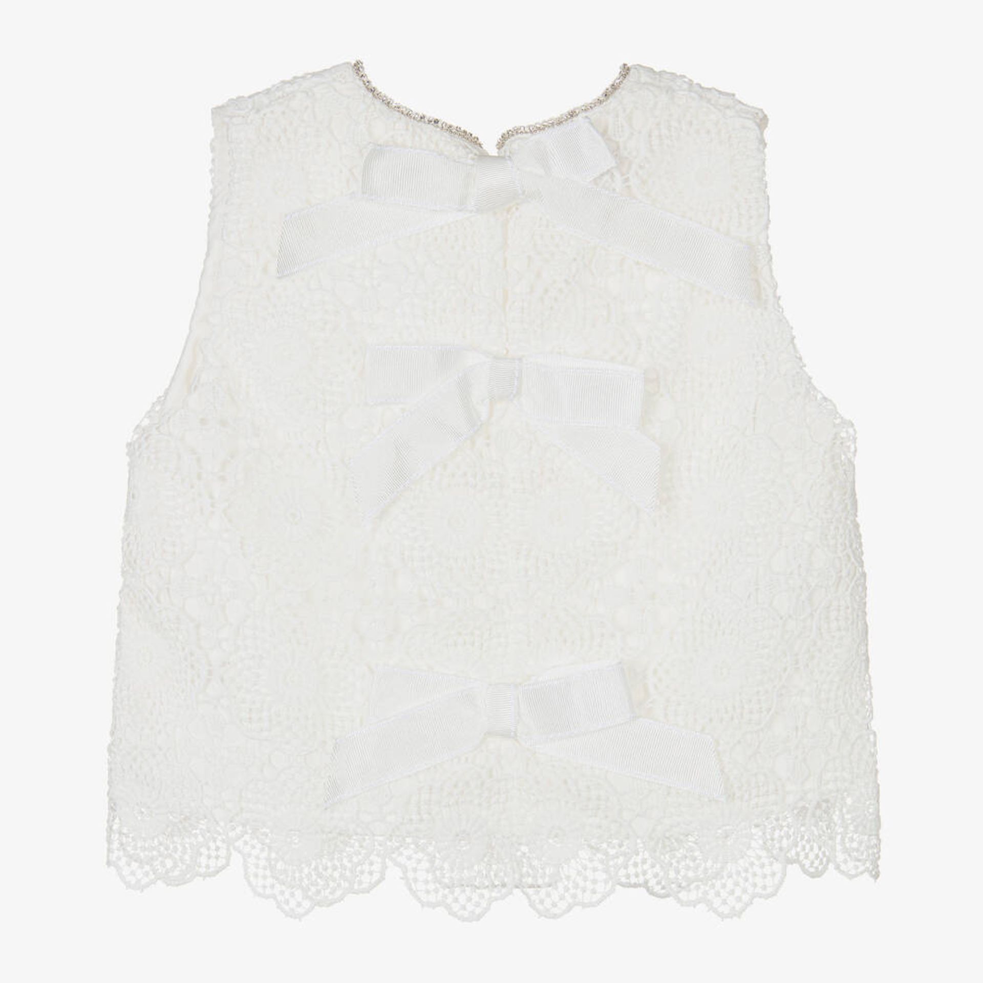 Blusa de renda com laços e strass