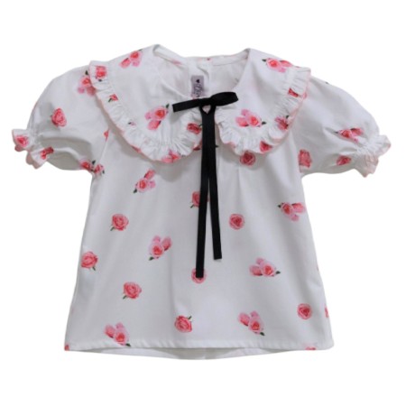 Pink Roses Blouse with bow