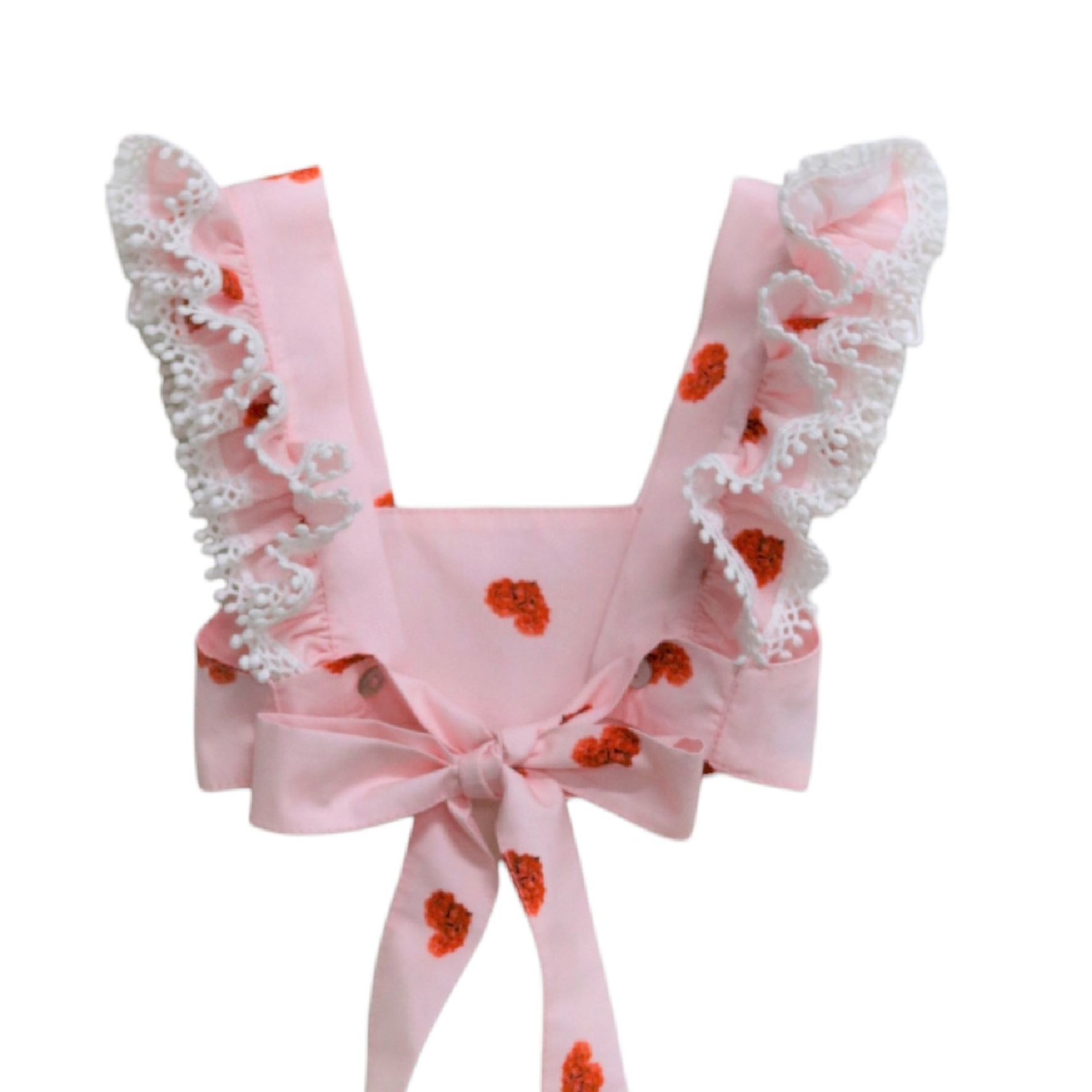 Top corações de rosas com renda