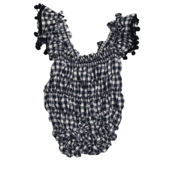 Maillot de bain Vichy Noir en coton avec n?ud