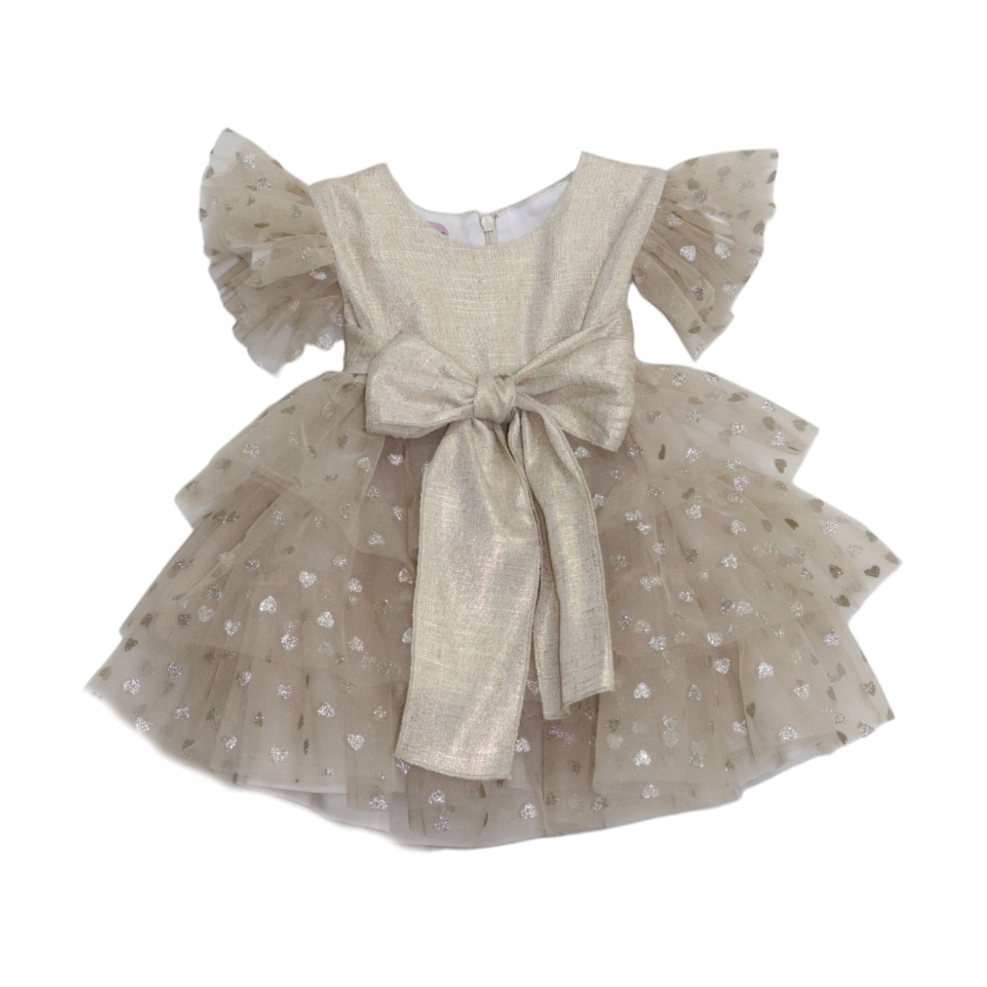 Gold Linen Dress with tulle