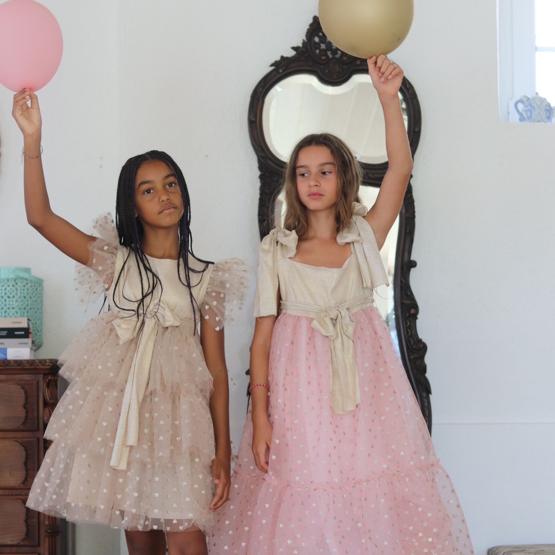 Gold Linen Dress with tulle