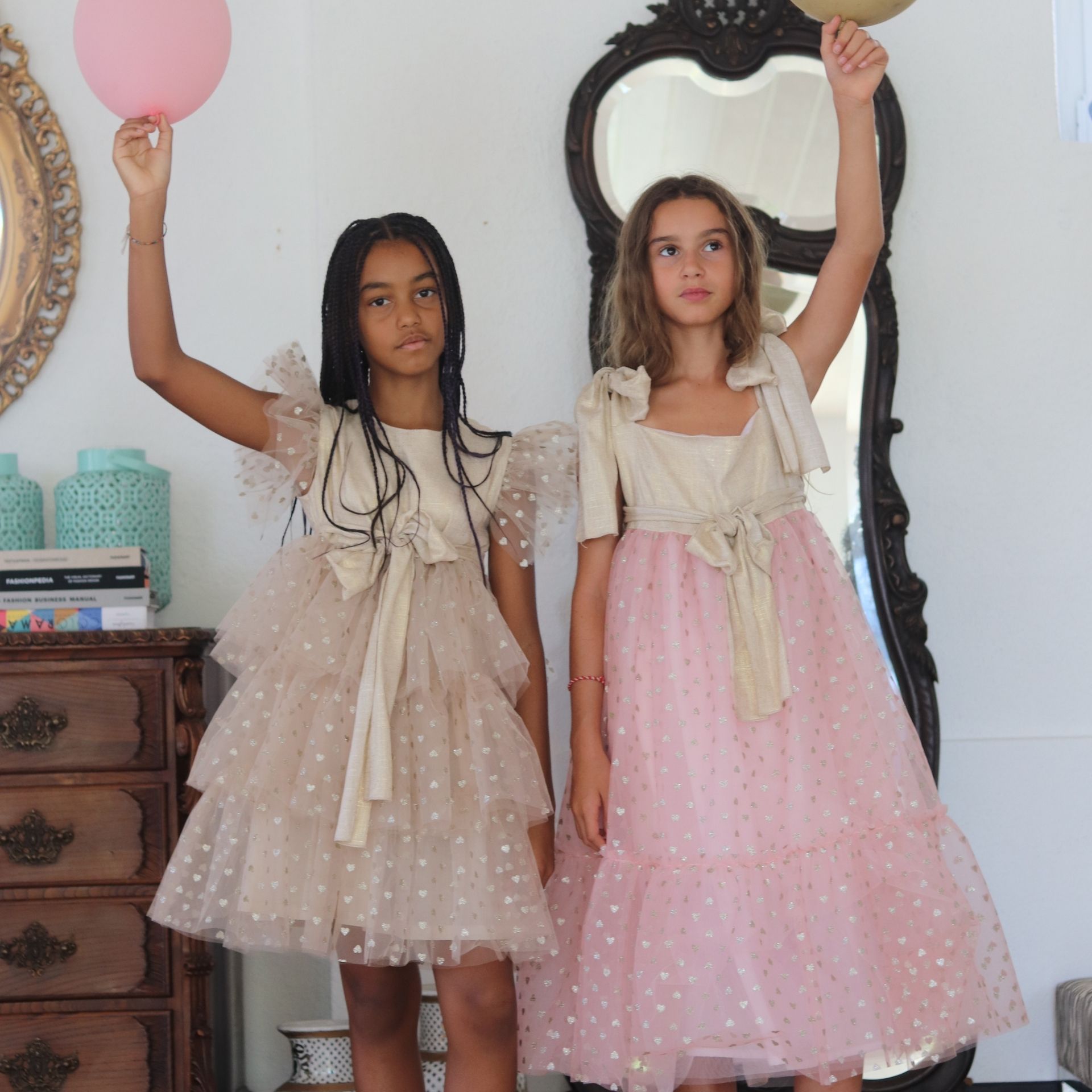 Gold Linen Dress with tulle