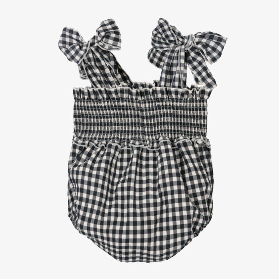 Black Vichy Romper with bows