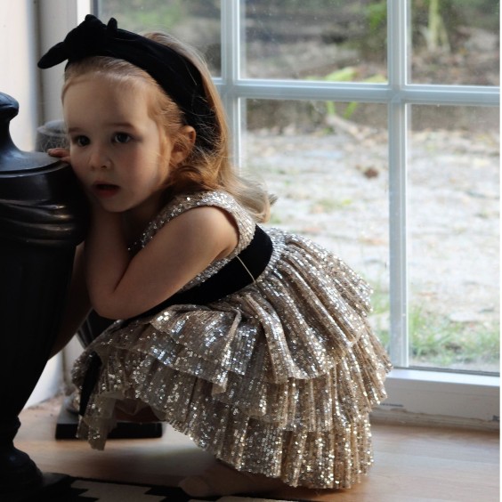 Silver sequins dress with frills
