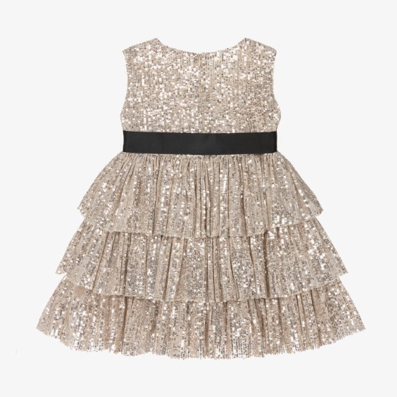 Silver sequins dress with frills
