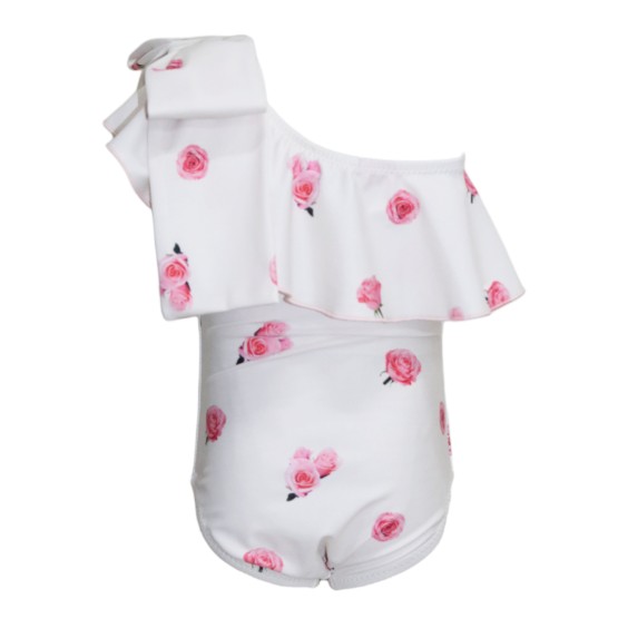 Pink Roses Asymmetric Swimsuit