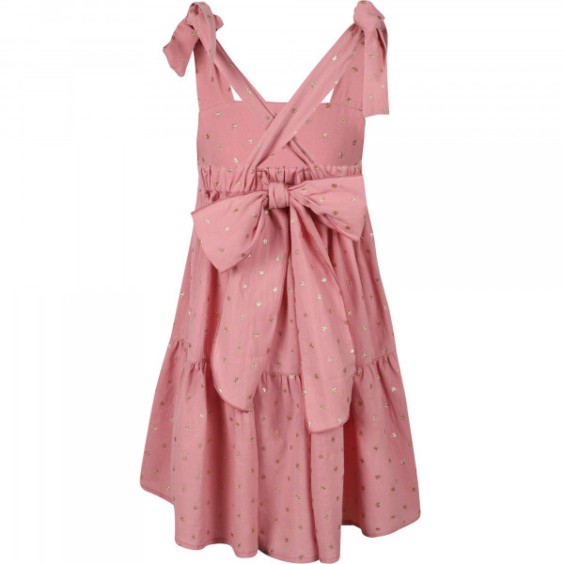 Vestido rosa e dourado