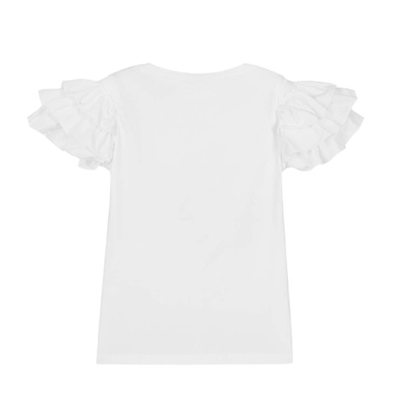 T-shirt com folhos brancos