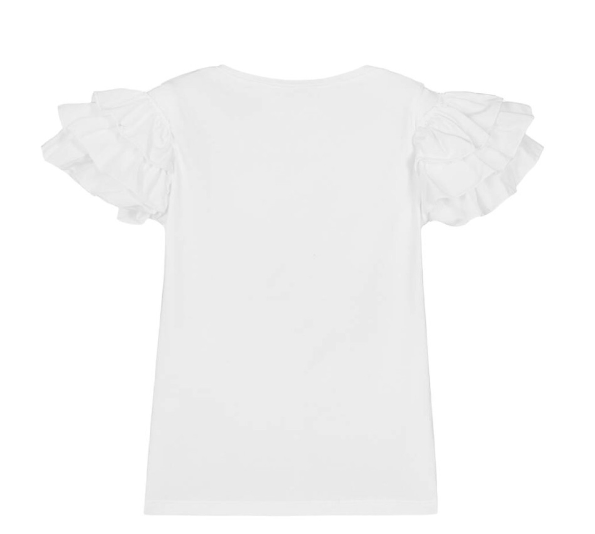 T-shirt com folhos brancos