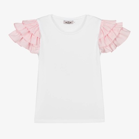 T-shirt com folhos rosa T-shirt com folhos rosa