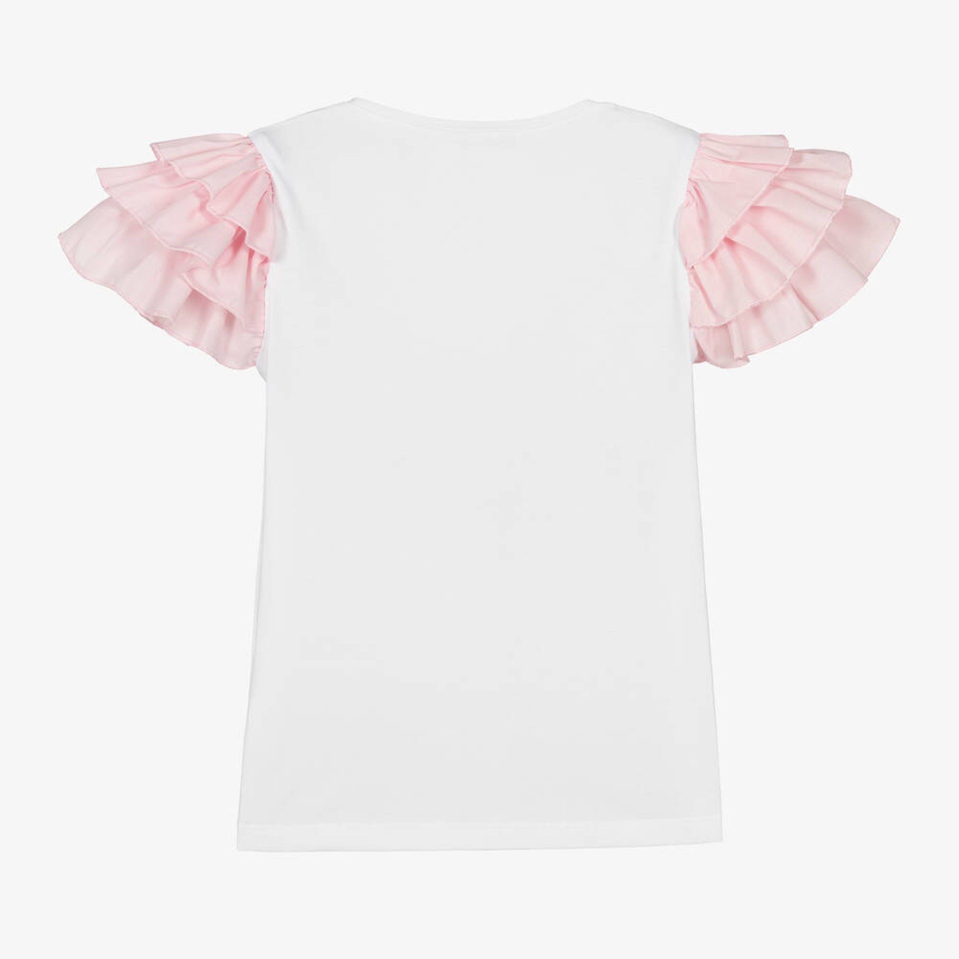 T-shirt com folhos rosa