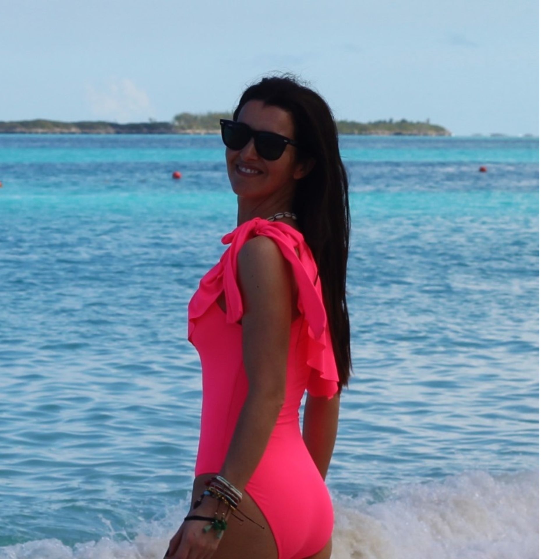Asymmetric fuchsia swimsuit - women