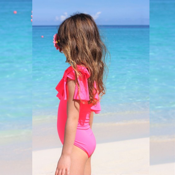 Asymmetric fuchsia swimsuit