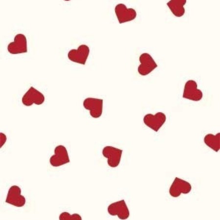 Ivory Cotton fabric with red hearts