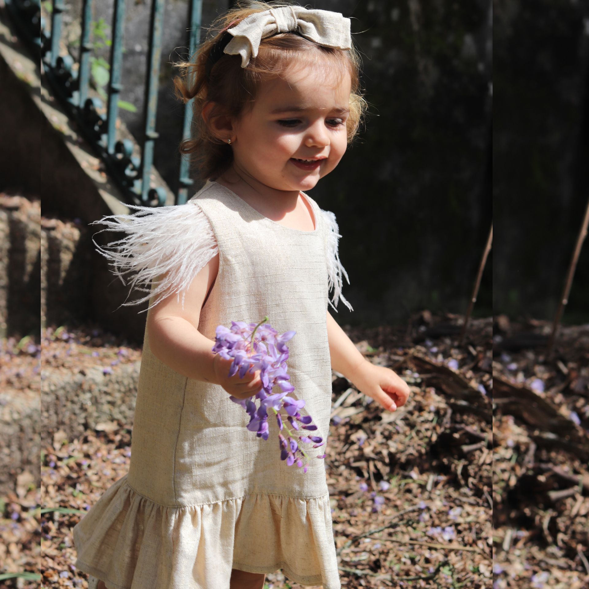 Vestido Linho dourado