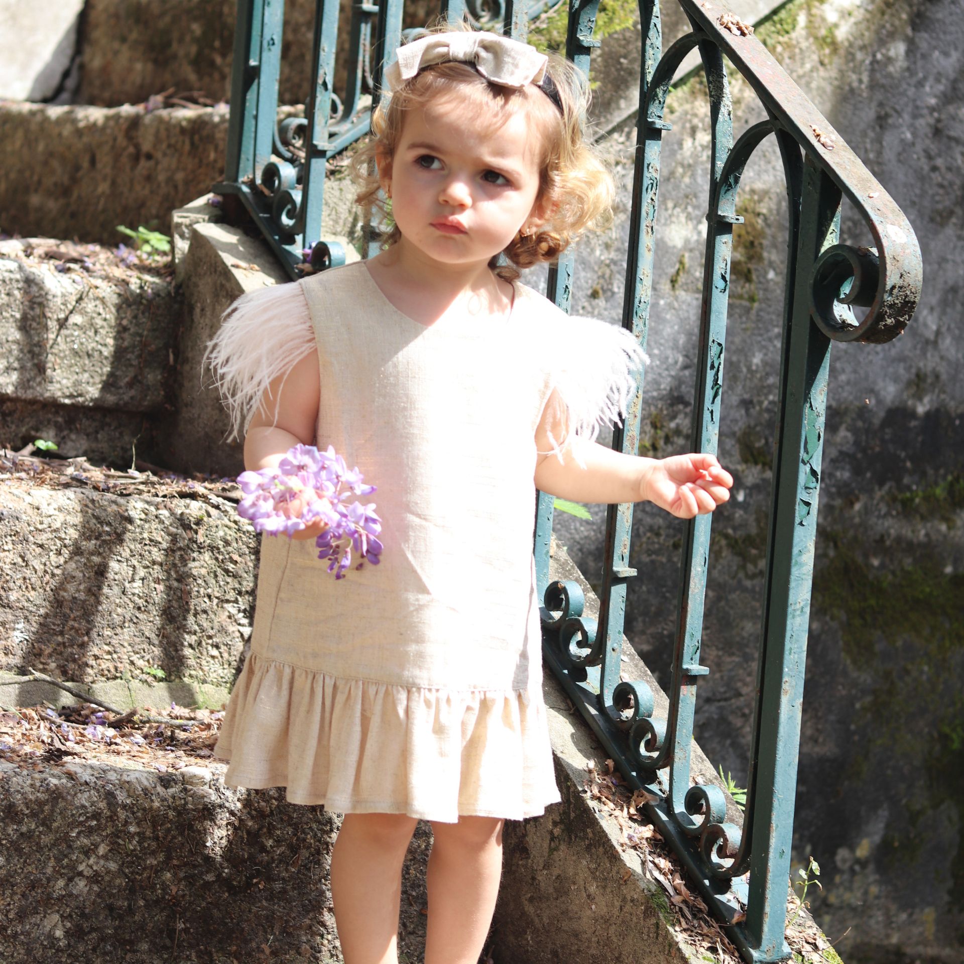 Vestido Linho dourado