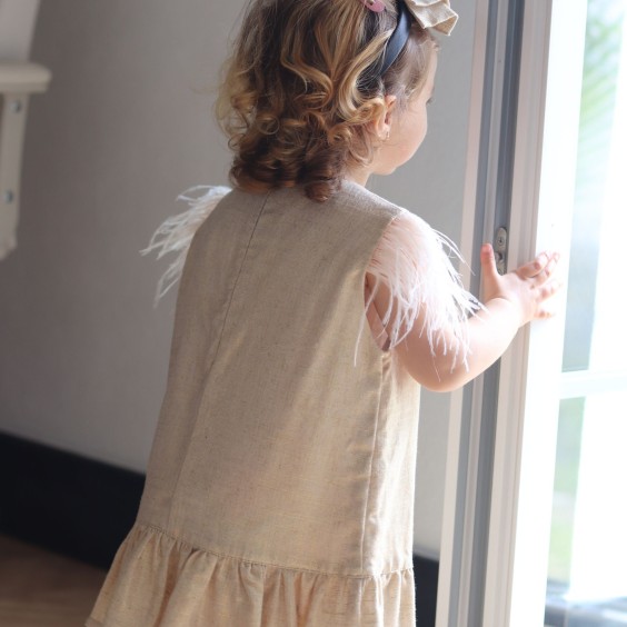 Vestido Linho dourado